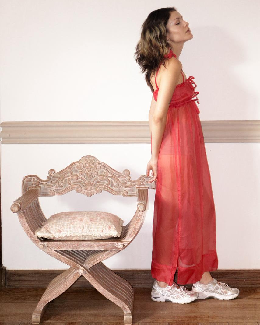 Vestido Feminino Tule Longo Manu